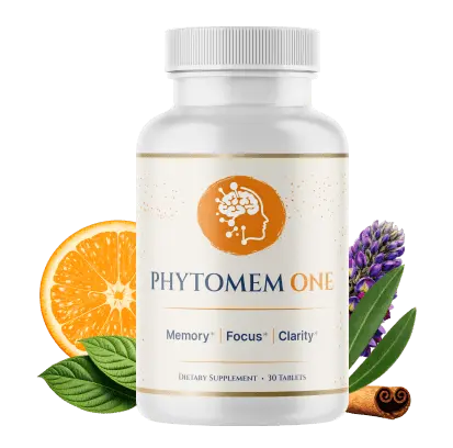 Phytomem One supplement bottle with orange and botanical ingredients